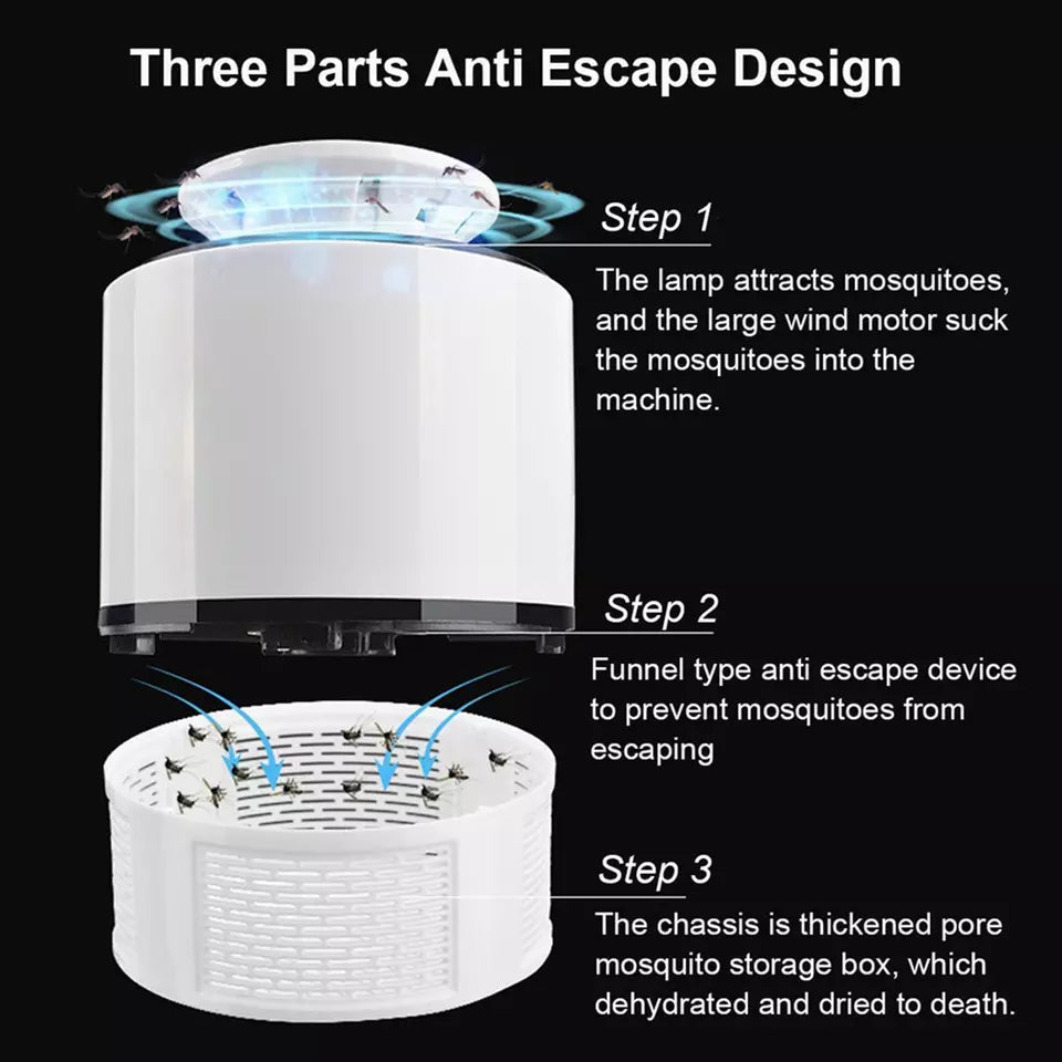 Mosquito Trap with Killer Lamp | Eco Friendly Chemical Free USB Connected UV LED Light Fly Bug Di-Speller with Suction Fan Repellent Lamp