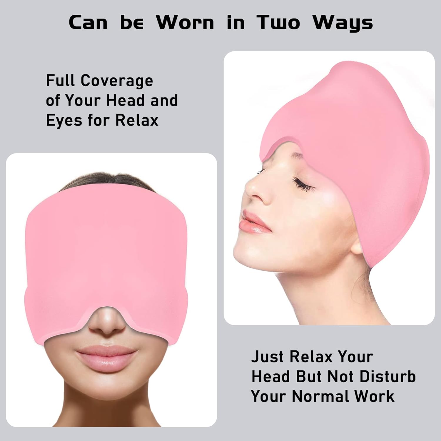 Migraine Relief Cap - Headache Relief Hat for Migraine Relief, Tension, One Size Fits All Headache Cap with Reusable Ice Gel Pack for Puffy Eyes, Stress Relief ( Random Color )