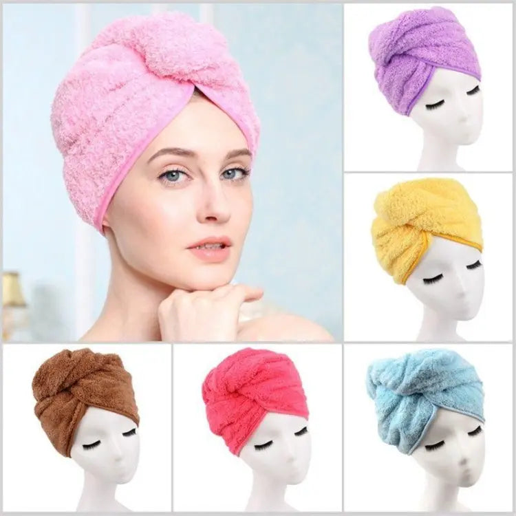 Hair Drying Towel Cap – Quick Dry, Soft & Absorbent Turban Wrap For Women | Anti-Frizz Hair Wrap Towel For Bathroom & Salon Use (Random Color)