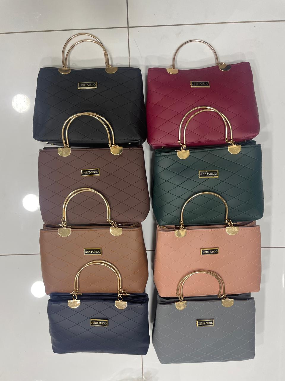 Premium Quilted Faux Leather Handbags with Golden Metal Handles - Elegant Shoulder Tote Collection