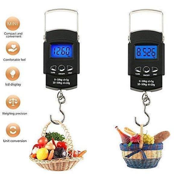 50kg Portable Digital Hanging Scale with Hook – Electronic Luggage, Fishing, Kitchen & Travel Weight Machine