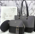 3 Piece Tote Handbag Elegant Design Premium Quality Smooth Finish Easy Carry For Daily Fashion Needs - Black and Skin