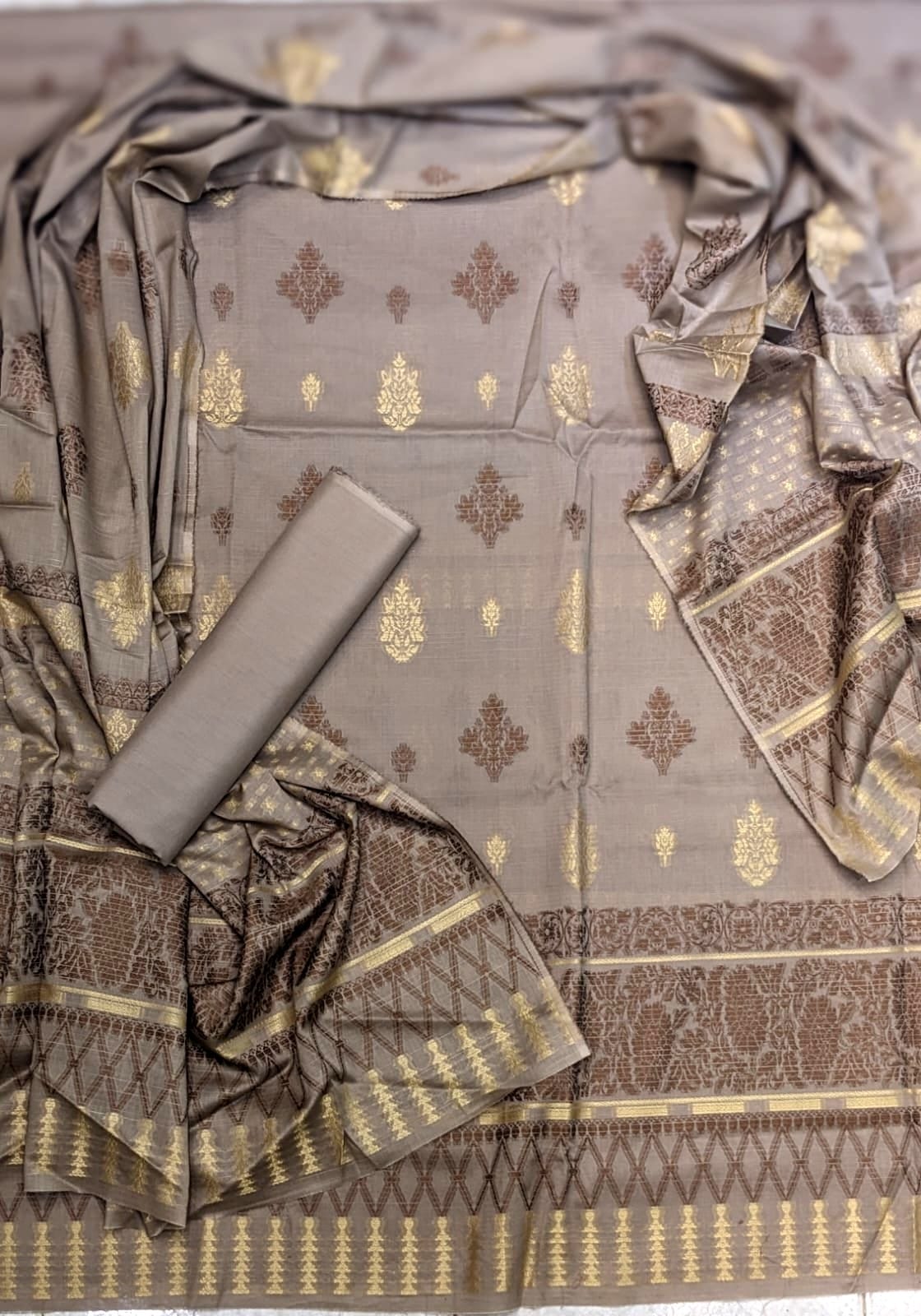 Sapphire Jacquard Vol 02 2026 3 Piece Doria Printed Extra Weft Jacquard Suit Premium Quality Elegant Design - Dark Blue