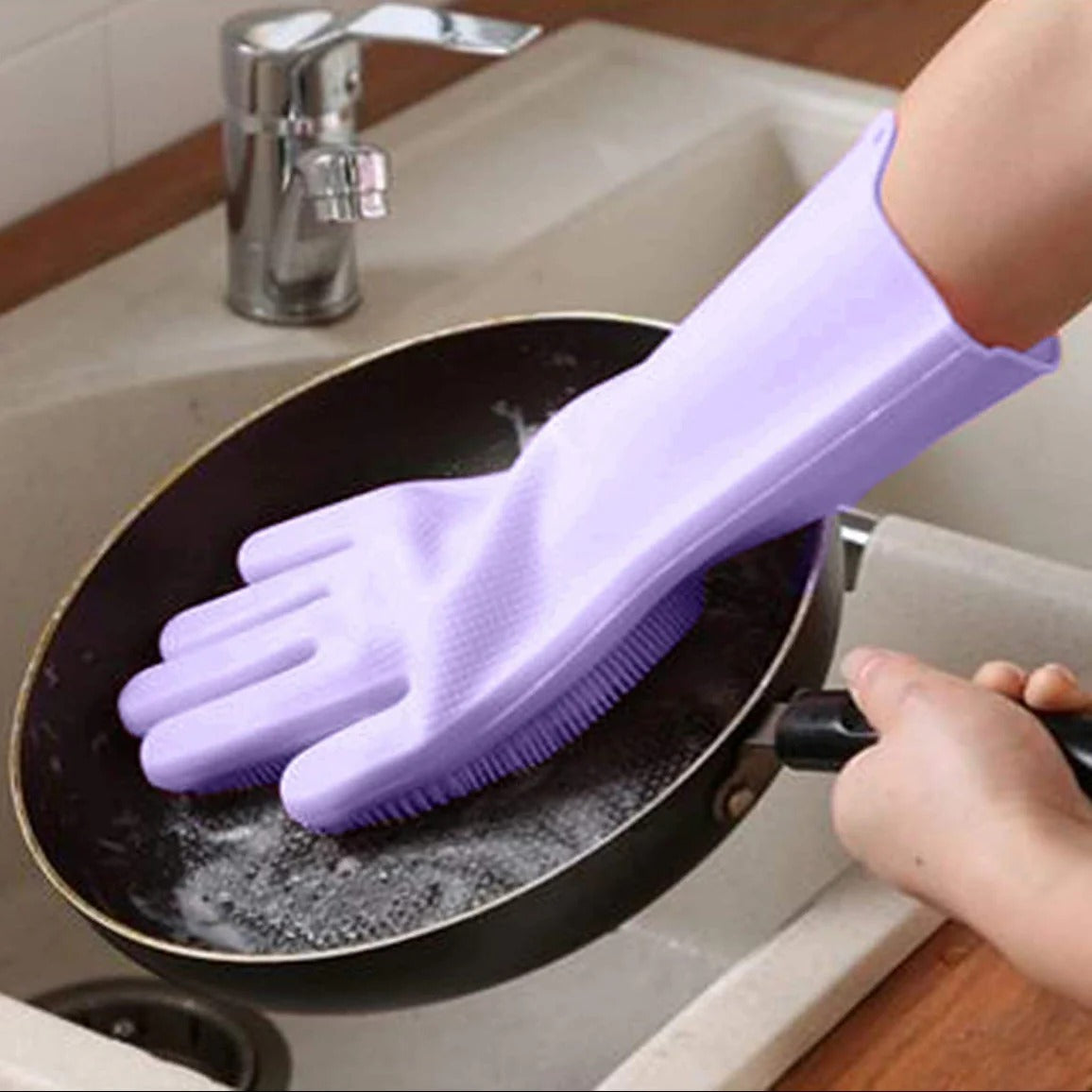 Silicone Dishwashing Gloves Durable Quality Comfortable Grip Reliable Performance Easy Cleaning (Random Colors)