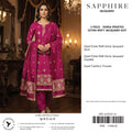 Sapphire Jacquard Vol 02 2026 3 Piece Doria Printed Extra Weft Jacquard Suit Premium Quality Elegant Design - Dark Blue