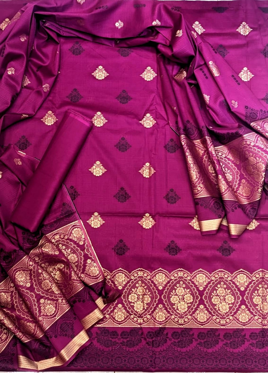 Sapphire Jacquard Vol 02 2026 3 Piece Doria Printed Extra Weft Jacquard Suit Premium Quality Elegant Design - Dark Blue