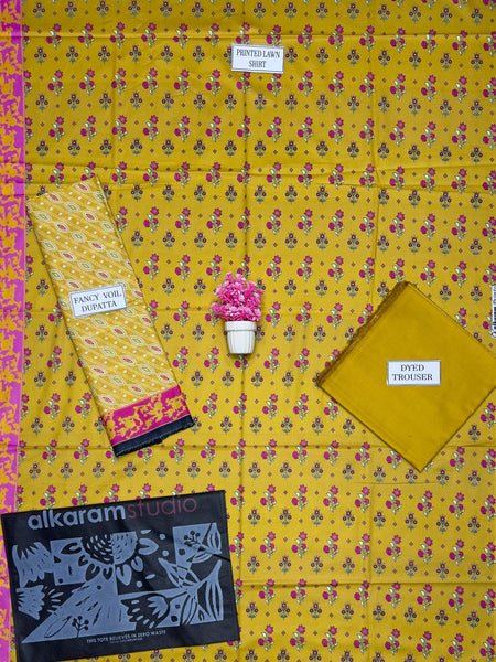 Alkaram Lawn Lawn | Unstitched Collection 3 Pieces Casual Wear| Summer 24