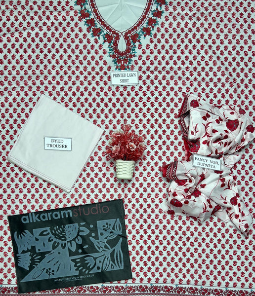 Alkaram Lawn Lawn | Unstitched Collection 3 Pieces Casual Wear| Summer 24