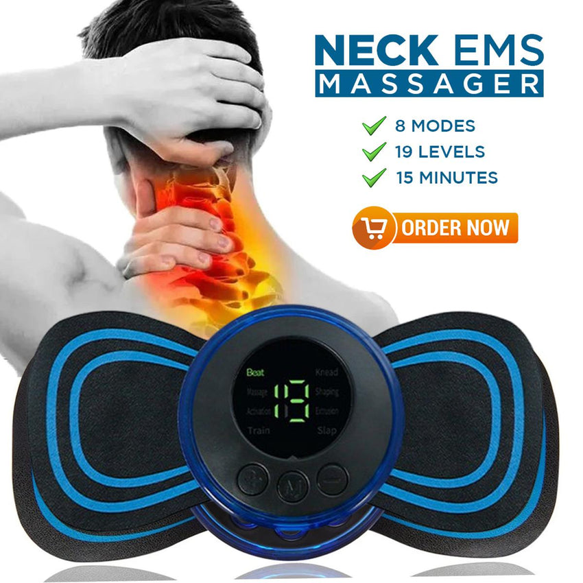 Pack Of 2 Ems Butterfly Portable Neck Massager Rechargeable, And Ms Foot Massager Pad Improve Blood Circulation