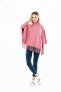 Winter Fleece Poncho with High Neck, Tassel Design & Adjustable Short Sleeves – For Girls/Princess Free Sizes