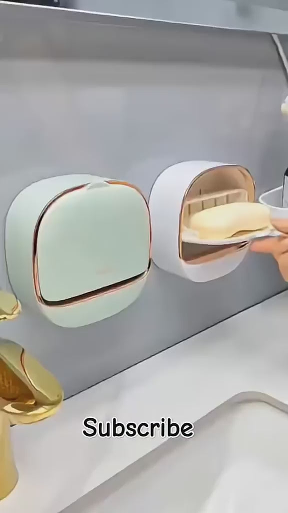 1Pc Wall Mounted Soap Holder With Drain Tray | Stylish Soap Dish Holder Waterproof For Kitchen and Bathroom (Random color)